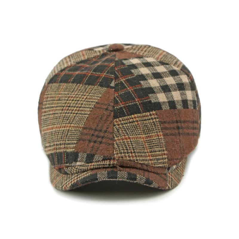 Different Classic Patchwork Plaid Newsboy Beret Hat - image 3