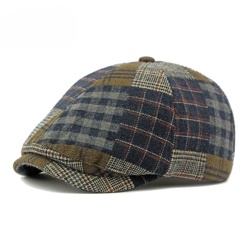 Different Classic Patchwork Plaid Newsboy Beret Hat - Navy - Adjustable (21 5/8"-23 5/8") - image 11