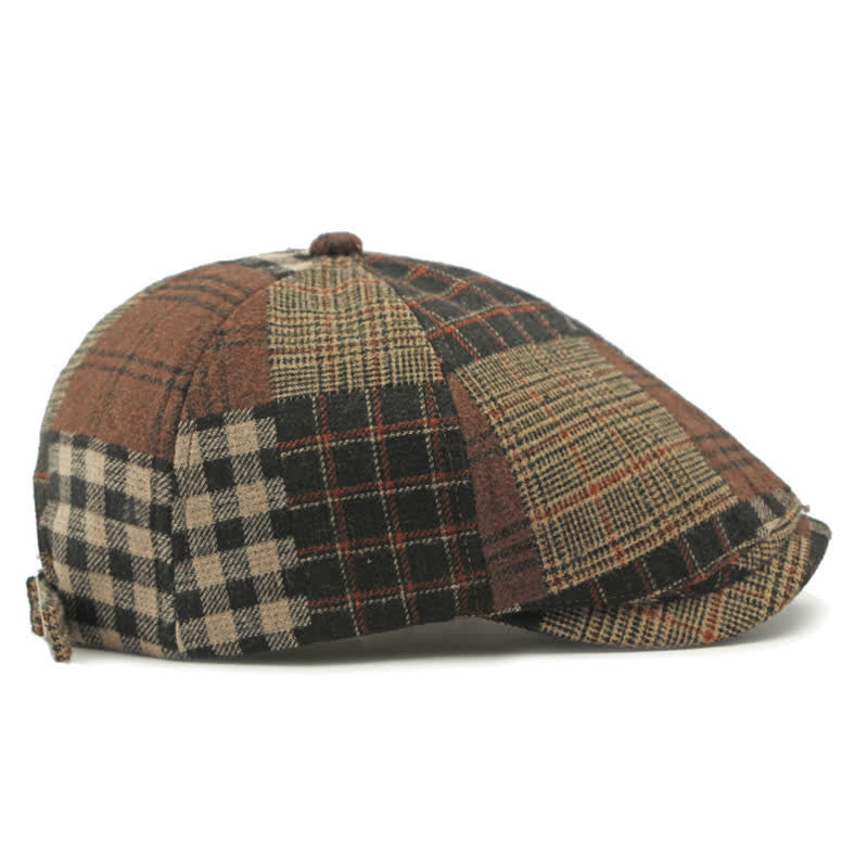 Different Classic Patchwork Plaid Newsboy Beret Hat - image 6