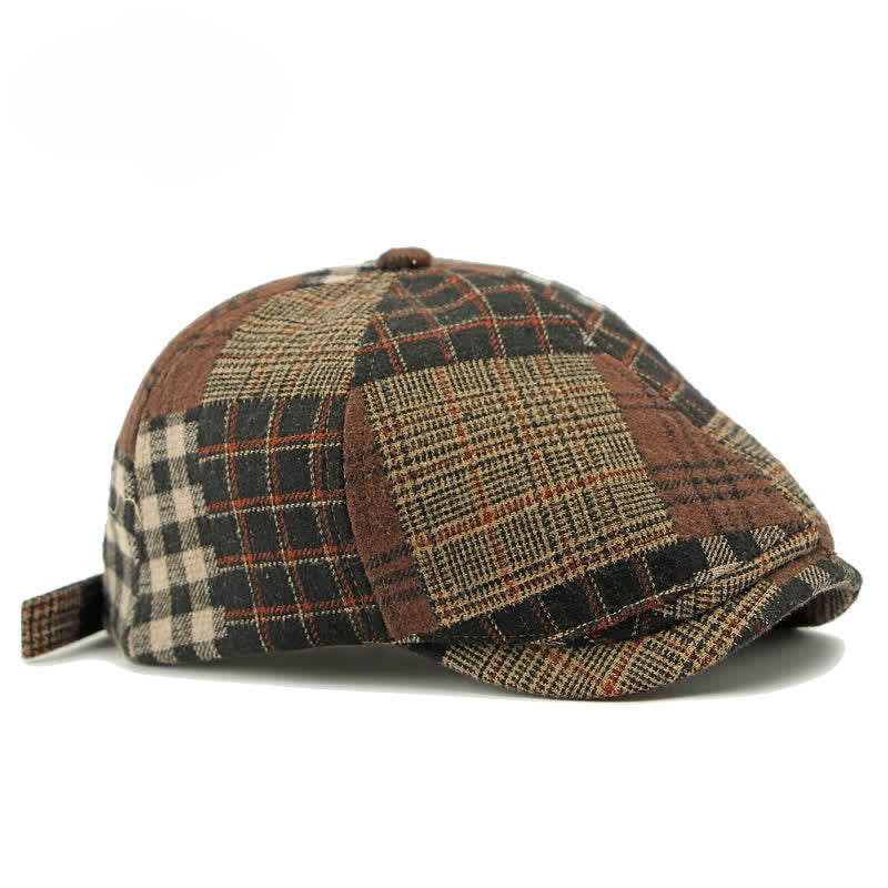 Different Classic Patchwork Plaid Newsboy Beret Hat - image 5