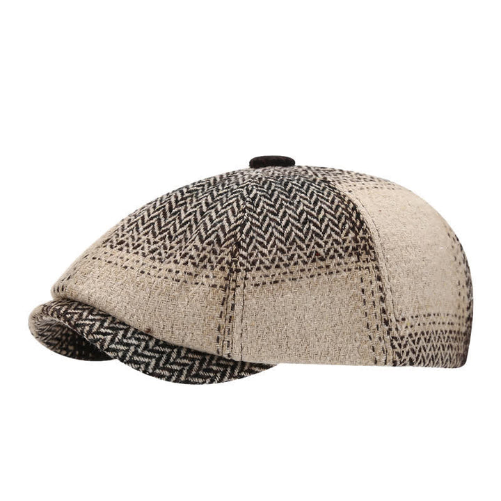 Gradient Color Fringe Herringbone Newsboy Beret Hat - Brown - M (22"-22 7/8") - image 0