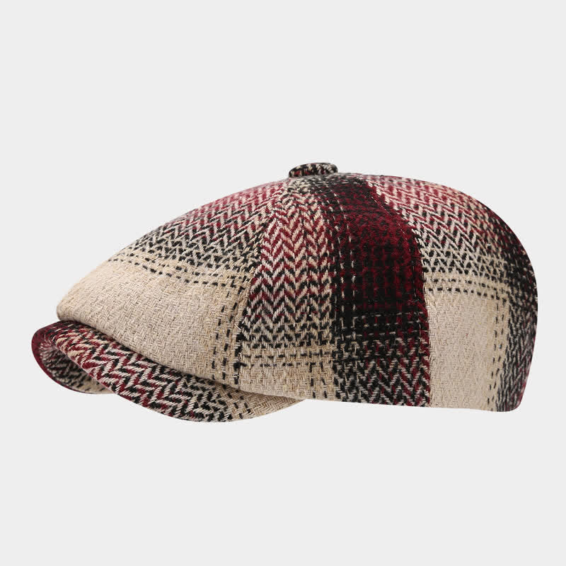 Gradient Color Fringe Herringbone Newsboy Beret Hat - Burgundy - M (22"-22 7/8") - image 8