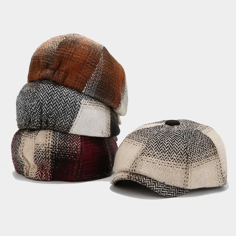 Gradient Color Fringe Herringbone Newsboy Beret Hat - image 2