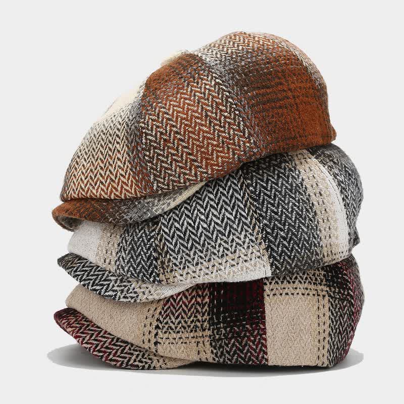 Gradient Color Fringe Herringbone Newsboy Beret Hat - image 1