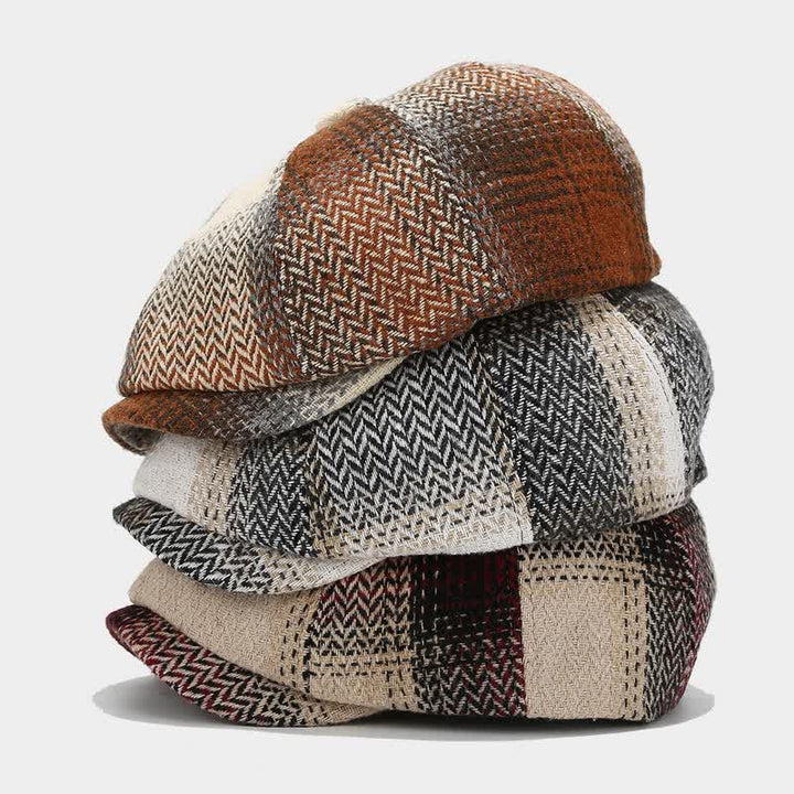 Gradient Color Fringe Herringbone Newsboy Beret Hat - image 1