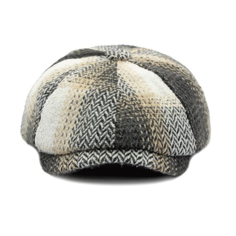 British Style Striped Herringbone Newsboy Beret Hat - image 7