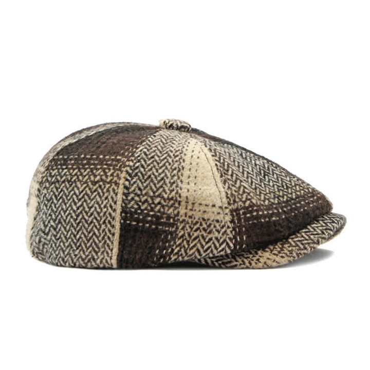 British Style Striped Herringbone Newsboy Beret Hat - image 21