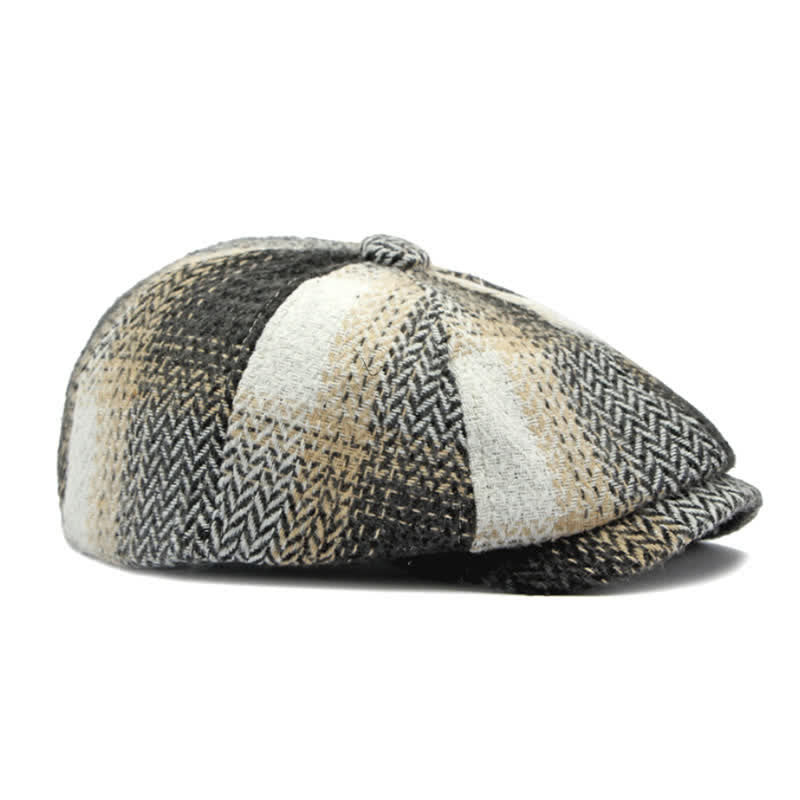 British Style Striped Herringbone Newsboy Beret Hat - image 8