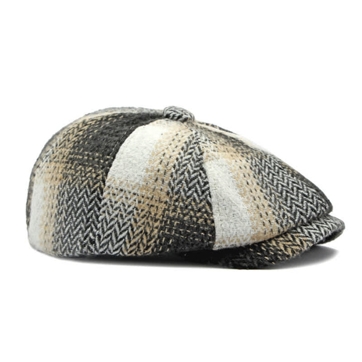 British Style Striped Herringbone Newsboy Beret Hat - image 8