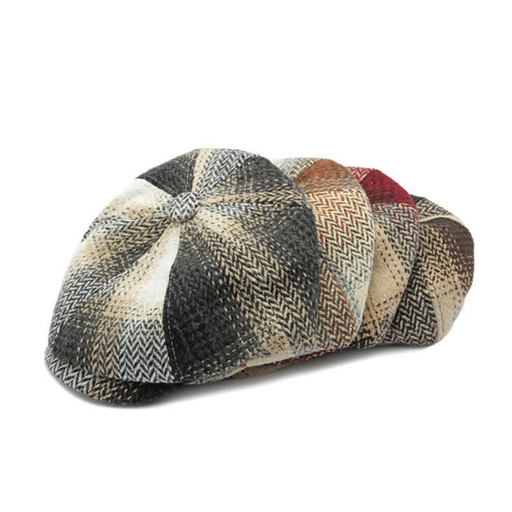 British Style Striped Herringbone Newsboy Beret Hat - image 2