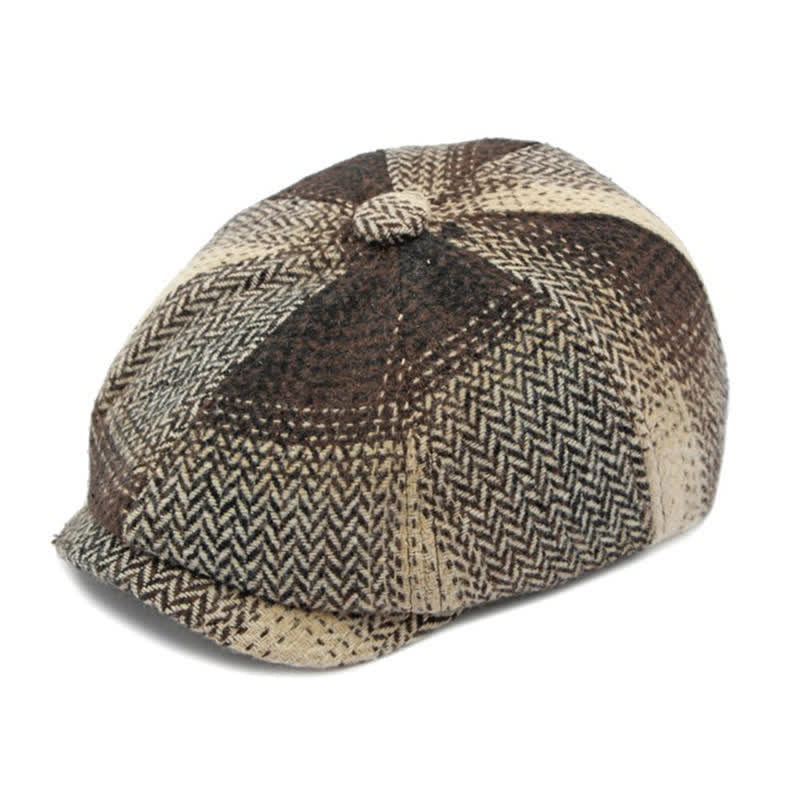 British Style Striped Herringbone Newsboy Beret Hat - image 18