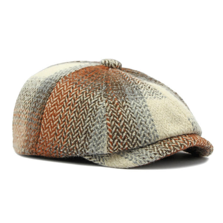 British Style Striped Herringbone Newsboy Beret Hat - image 4