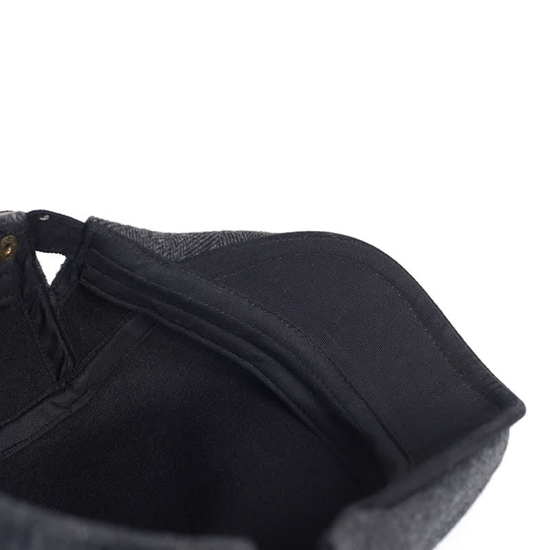 Winter Herringbone Wool Thick Warm Flat Beret Hat - image 4