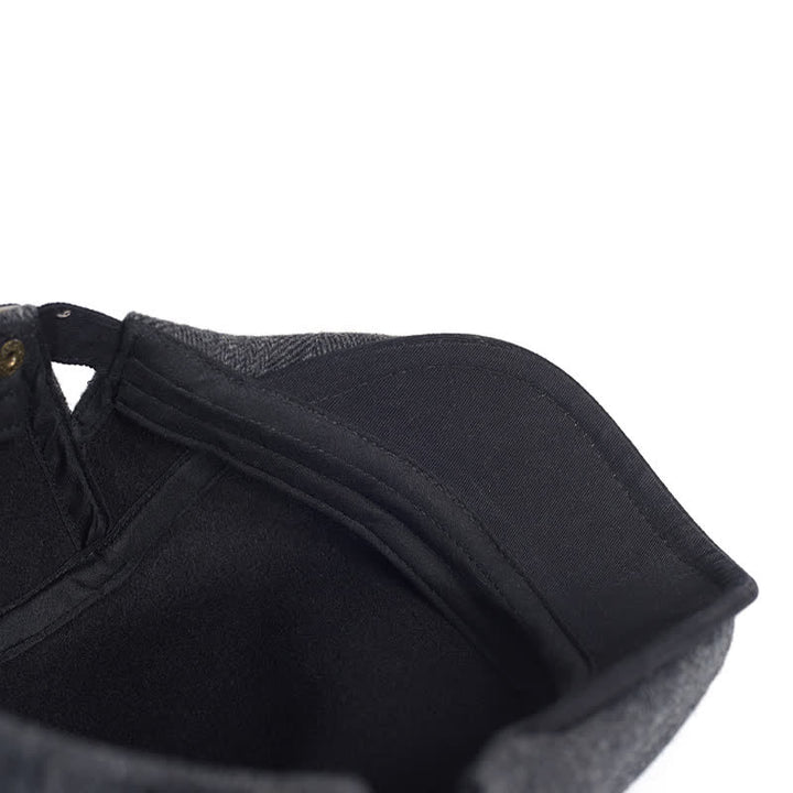 Winter Herringbone Wool Thick Warm Flat Beret Hat - image 4