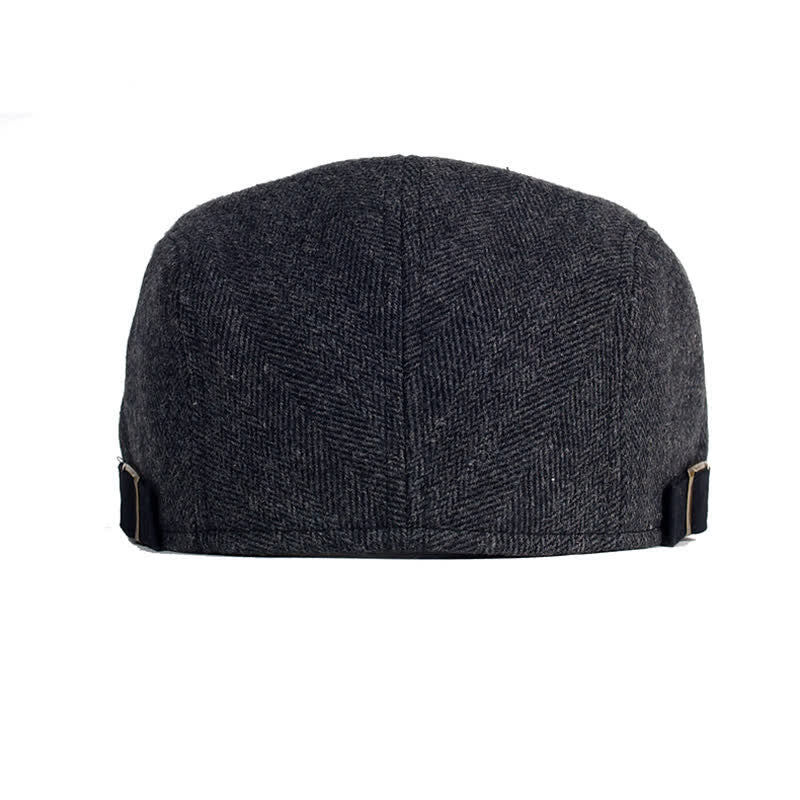Winter Herringbone Wool Thick Warm Flat Beret Hat - image 3