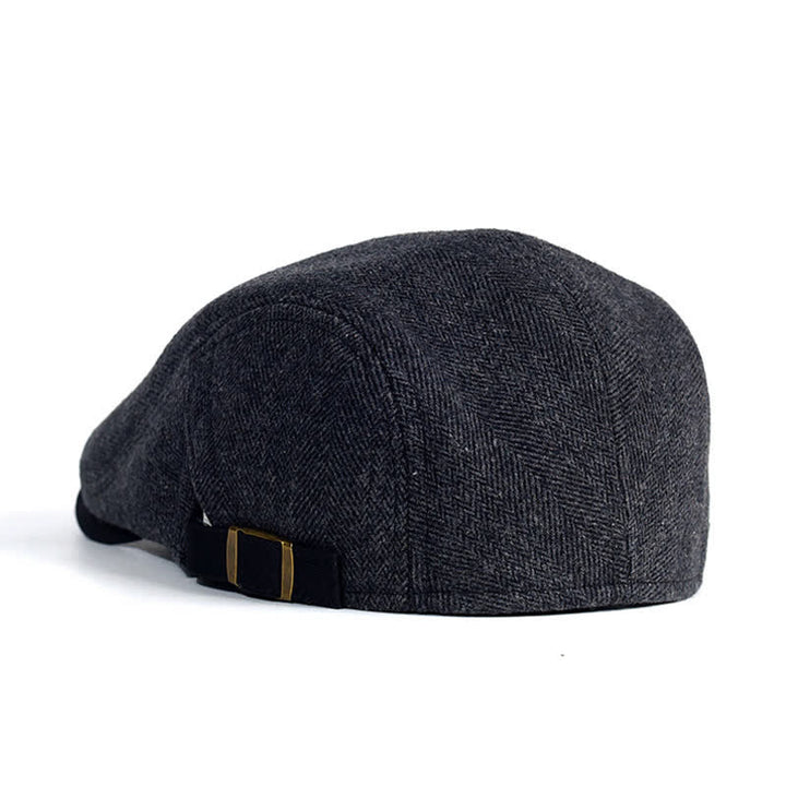 Winter Herringbone Wool Thick Warm Flat Beret Hat - image 5