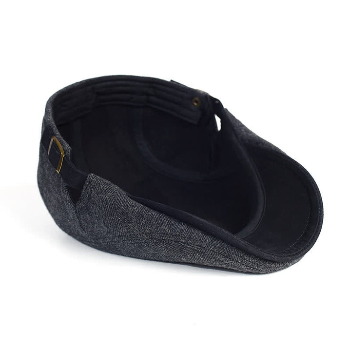 Winter Herringbone Wool Thick Warm Flat Beret Hat - image 6