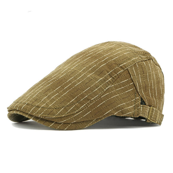 Classic Striped Casual Peaked Flat Beret Hat - Army Green - Adjustable (21 5/8"-23 5/8") - image 16