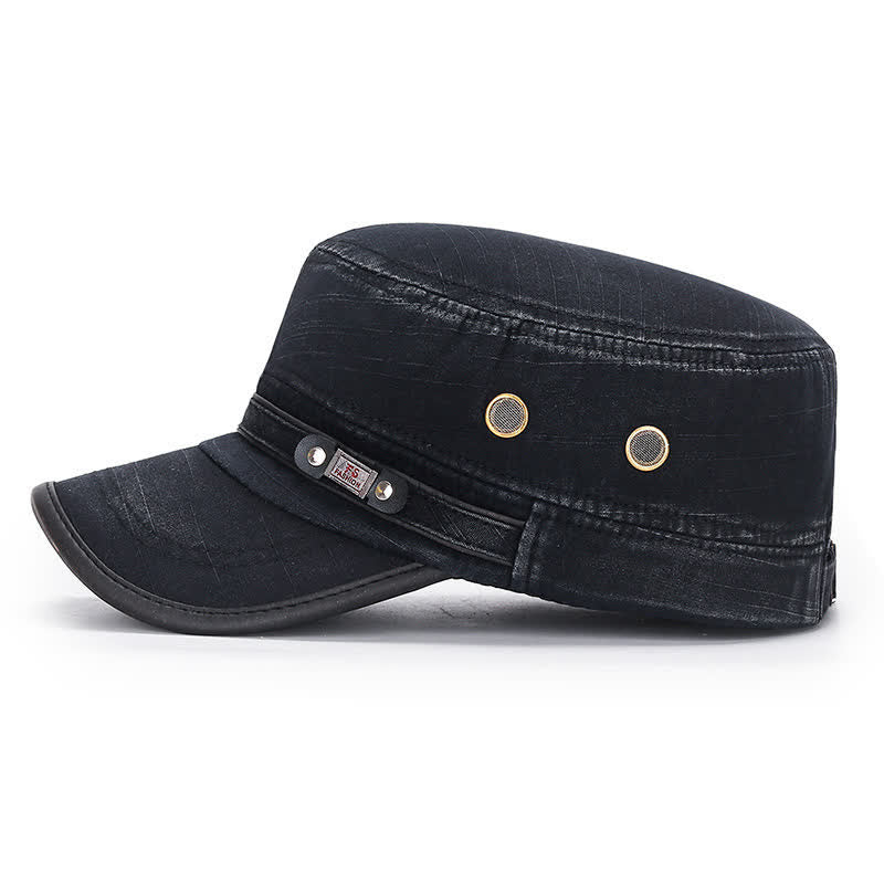 Washed Fabric Cadet Military Flat Top Hat - image 1