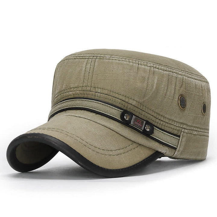 Washed Fabric Cadet Military Flat Top Hat - Army Green - Adjustable (21 5/8"-23 1/4") - image 7