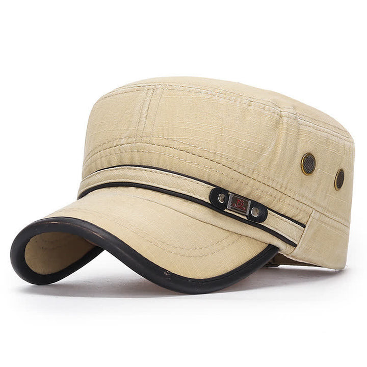 Washed Fabric Cadet Military Flat Top Hat - Ivory - Adjustable (21 5/8"-23 1/4") - image 6