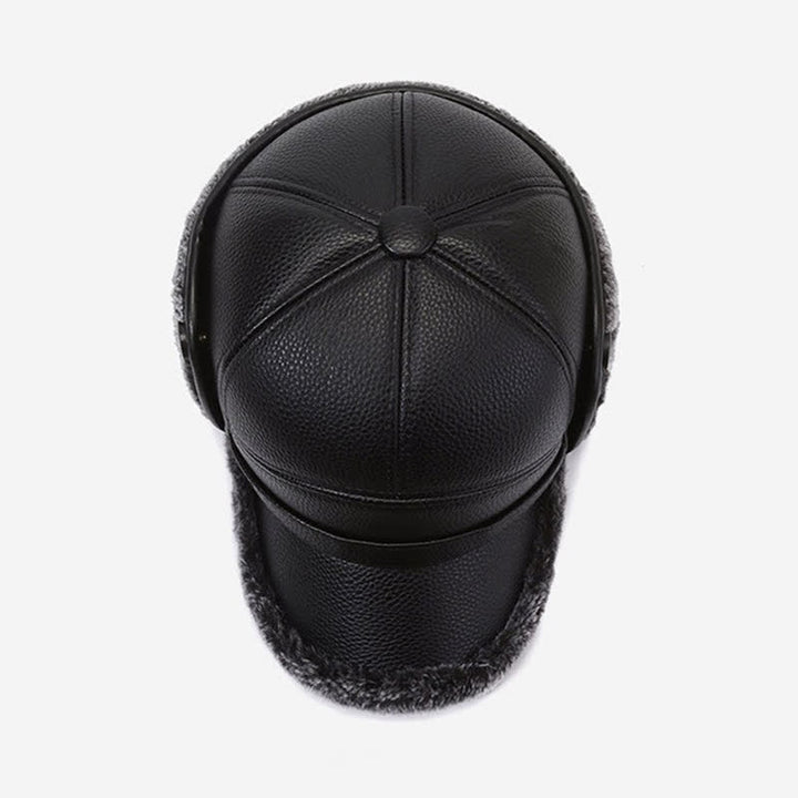 PU Leather Fleece Earflaps Baseball Hat - image 7