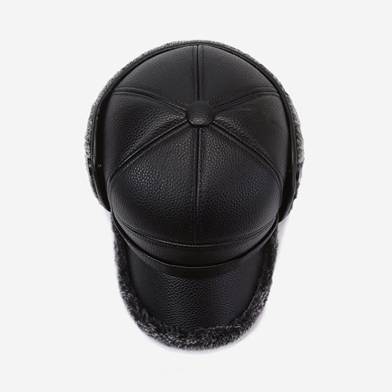 PU Leather Fleece Earflaps Baseball Hat - image 7