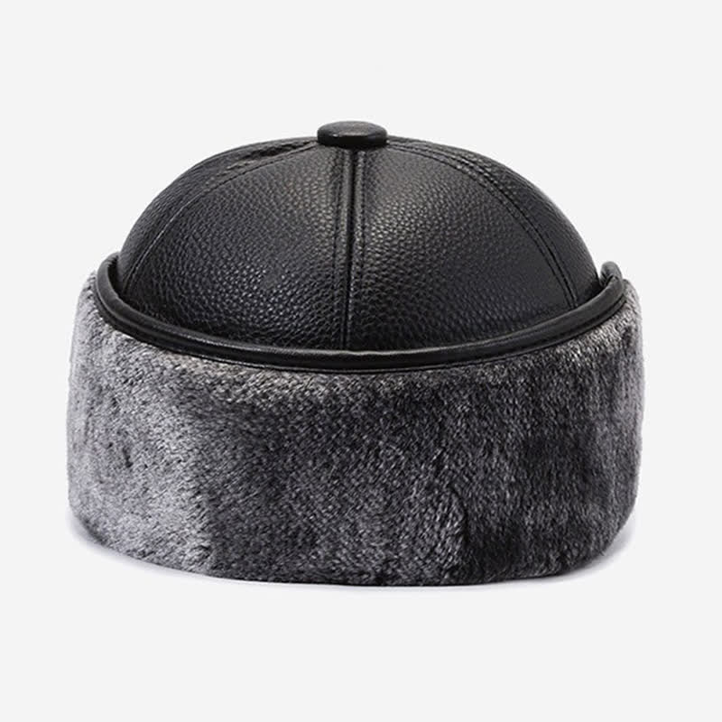 PU Leather Fleece Earflaps Baseball Hat - image 10
