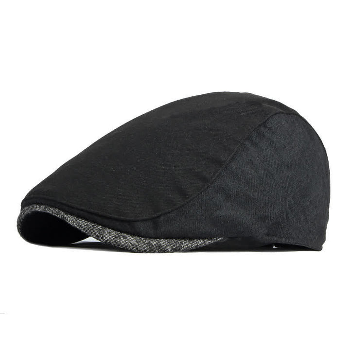 Simple Classic Patchwork Beret Hat - Black - Adjustable (21 5/8"-23 1/4") - image 7