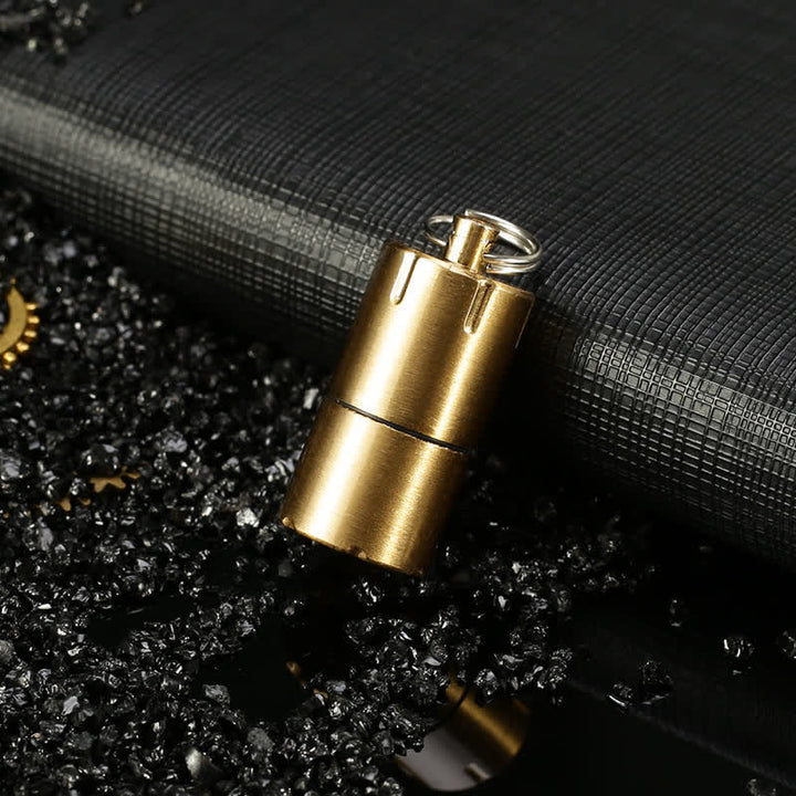 Mini Capsule Portable Refill Pendant Kerosene Lighter - Gold - image 1