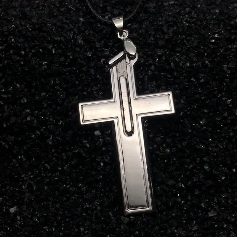 Multifunction Mini Cross Pendant Hidden Knife Necklace - image 2