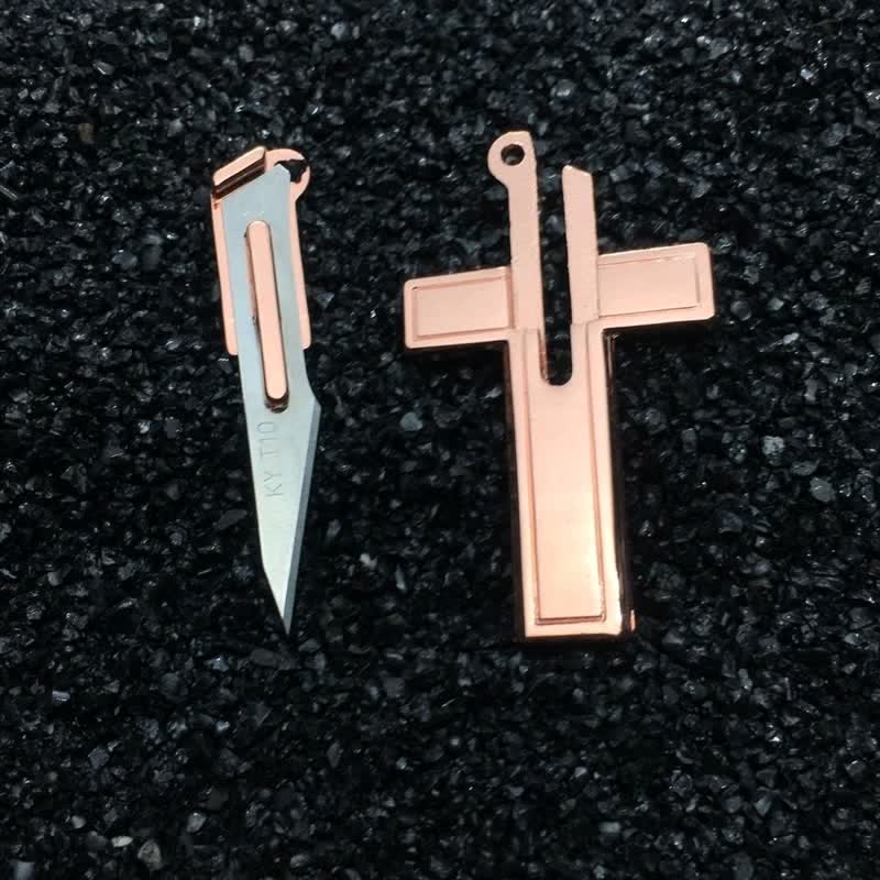 Multifunction Mini Cross Pendant Hidden Knife Necklace - image 5
