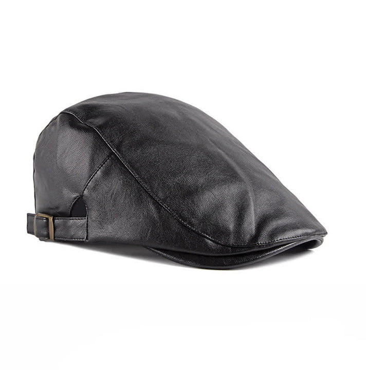 Classic Ivy Solid Color Leather Beret Hat - image 4