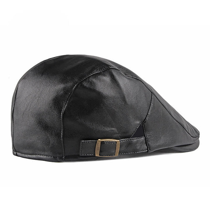 Classic Ivy Solid Color Leather Beret Hat - image 3