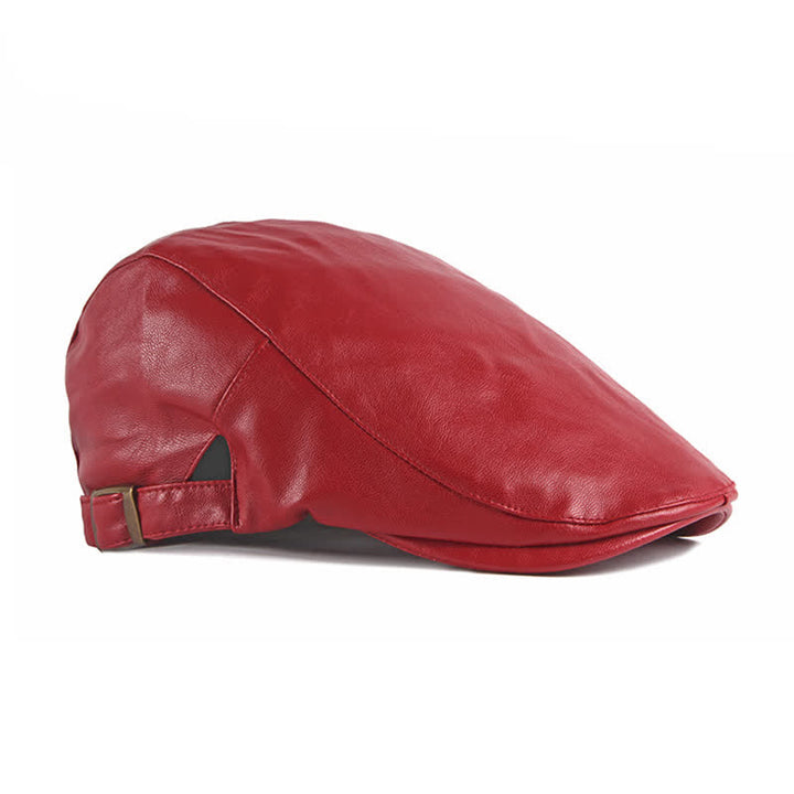 Classic Ivy Solid Color Leather Beret Hat - image 14