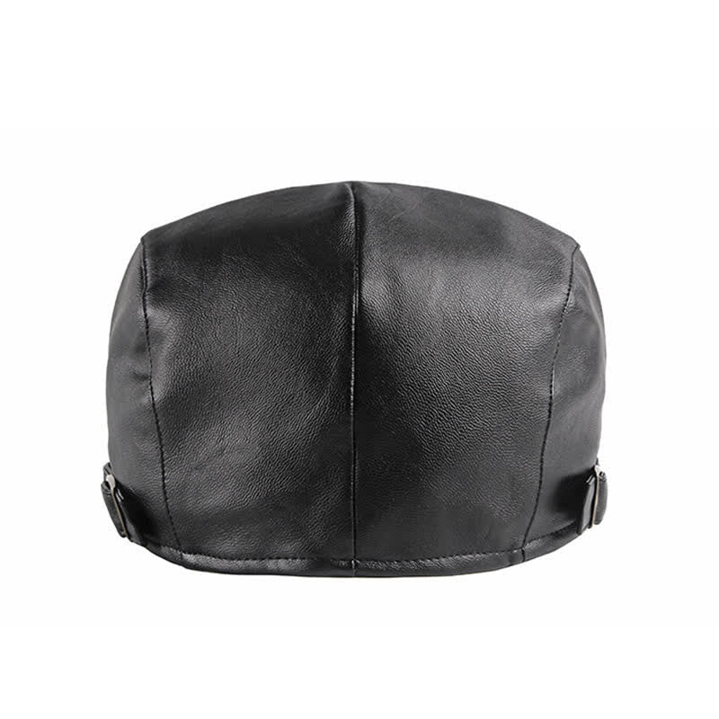 Classic Ivy Solid Color Leather Beret Hat - image 5
