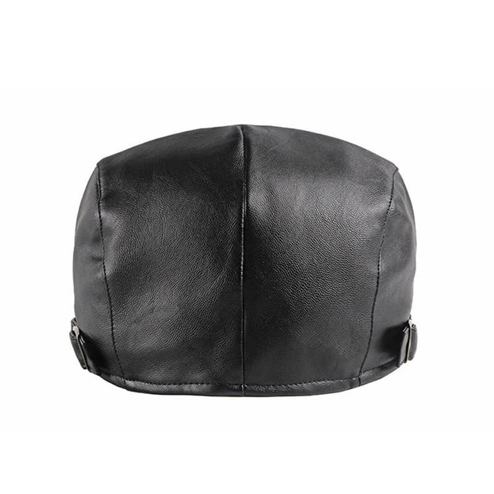 Classic Ivy Solid Color Leather Beret Hat - image 5