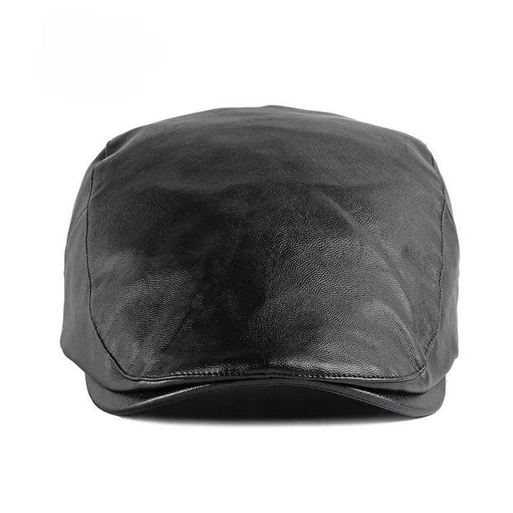 Classic Ivy Solid Color Leather Beret Hat - image 1