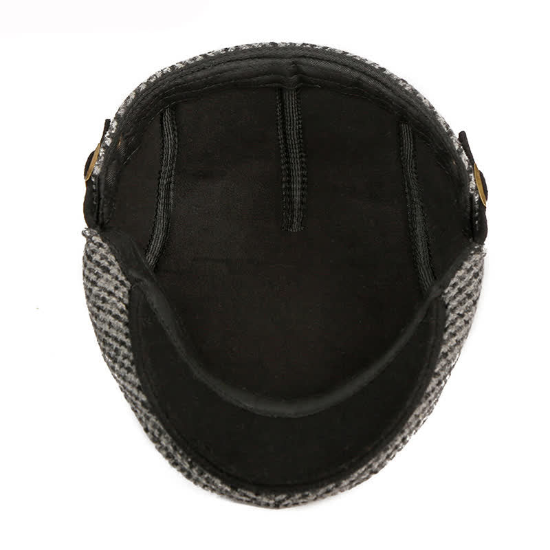 Houndstooth Plaid Check Pattern Beret Hat - image 2