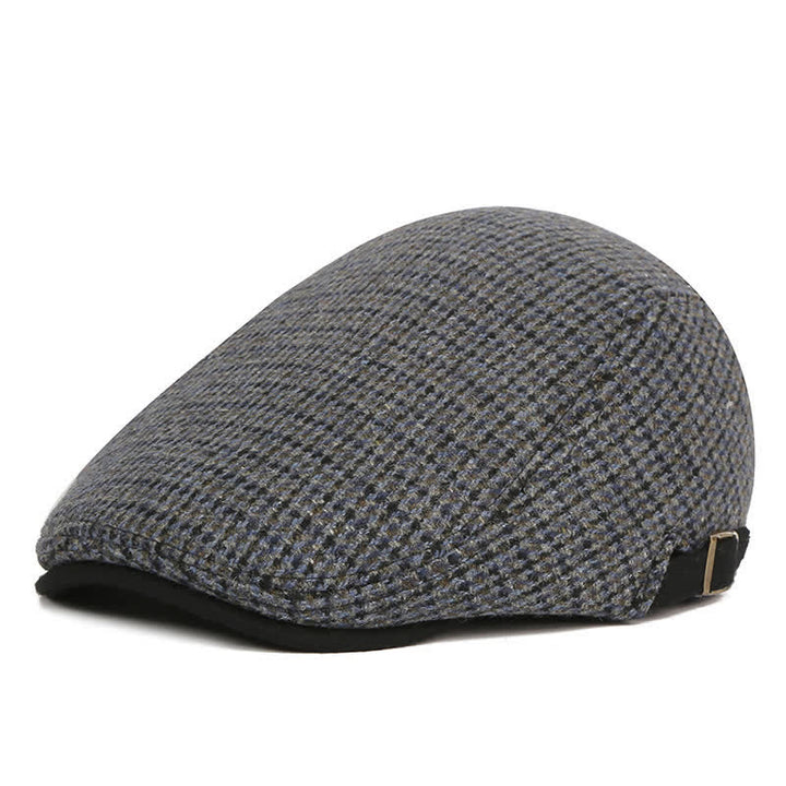 Houndstooth Plaid Check Pattern Beret Hat - Navy - Adjustable (22"-23 5/8") - image 8