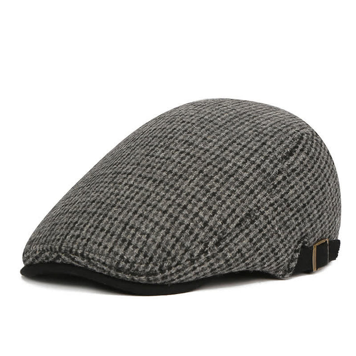 Houndstooth Plaid Check Pattern Beret Hat - Black - Adjustable (22"-23 5/8") - image 0