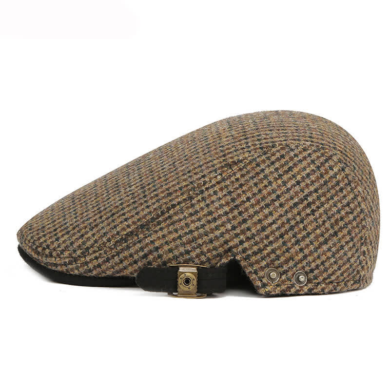 Houndstooth Plaid Check Pattern Beret Hat - image 6