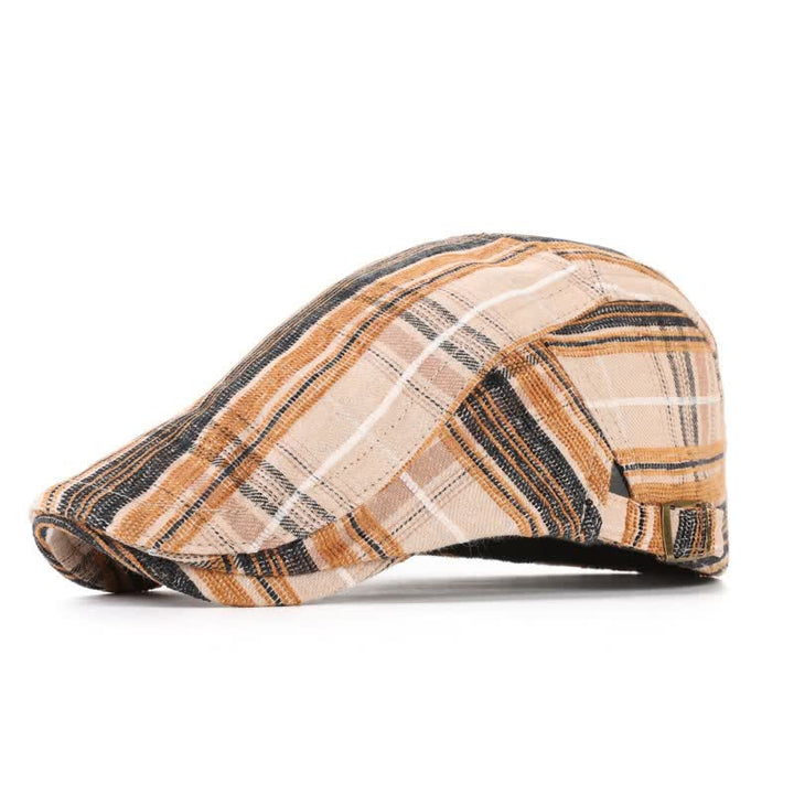 Scotticize Style Checkered Peaked Beret Hat - Khaki - M (22"-22 7/8") - image 6