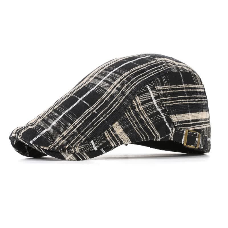 Scotticize Style Checkered Peaked Beret Hat - Black - M (22"-22 7/8") - image 0