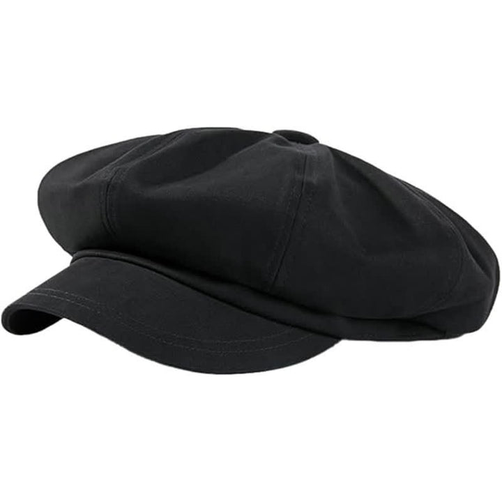 Fashion Solid Color Twilled Beret Hat - Black - M (22"-22 7/8") - image 2