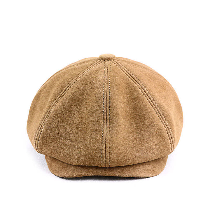 Retro Round Fine Texture Suede Newsboy Beret Hat - image 1