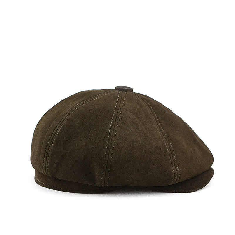Retro Round Fine Texture Suede Newsboy Beret Hat - image 8