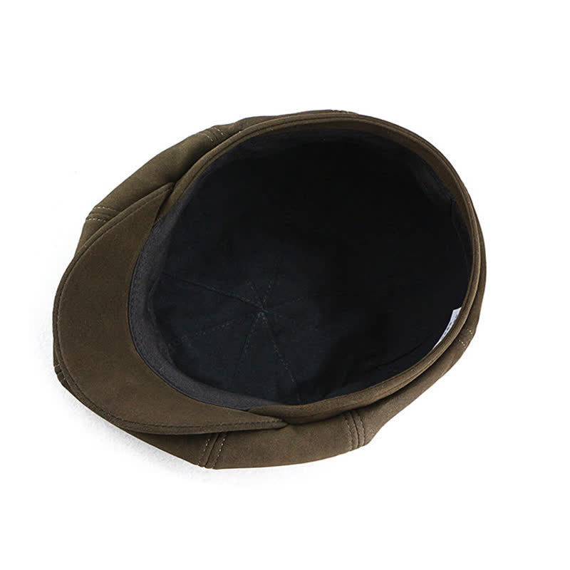 Retro Round Fine Texture Suede Newsboy Beret Hat - image 9