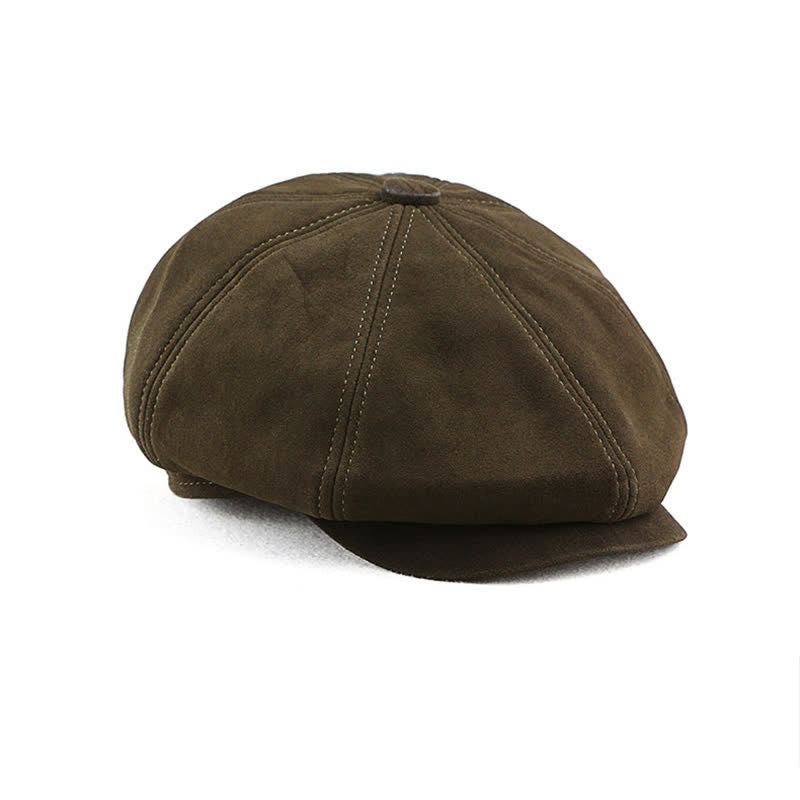 Retro Round Fine Texture Suede Newsboy Beret Hat - image 7