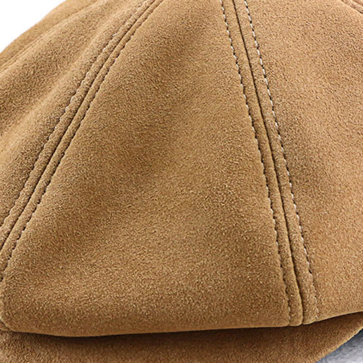 Retro Round Fine Texture Suede Newsboy Beret Hat - image 5